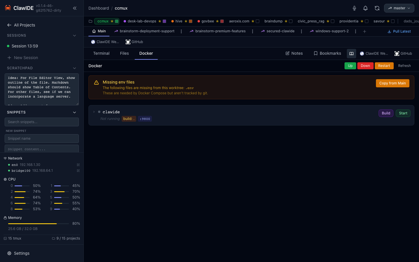 ClawIDE Code Snippets