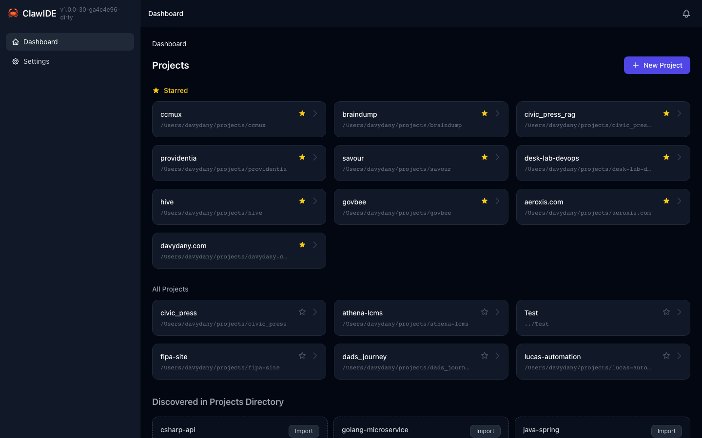 ClawIDE Onboarding Welcome