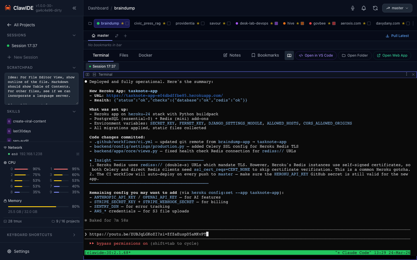 ClawIDE Skills Management